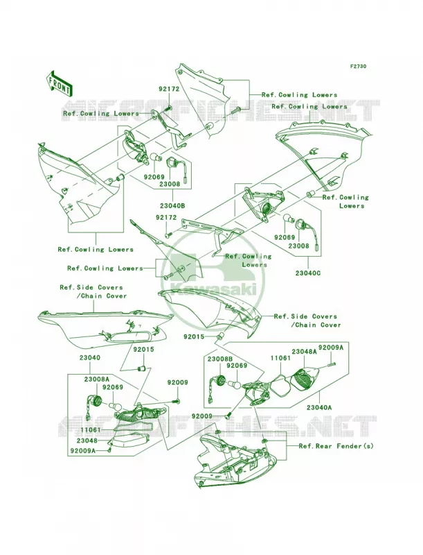 Turn Signals Kawasaki MOTOS 1400 2007 Ninja ZX-14  ZX1400A7FA