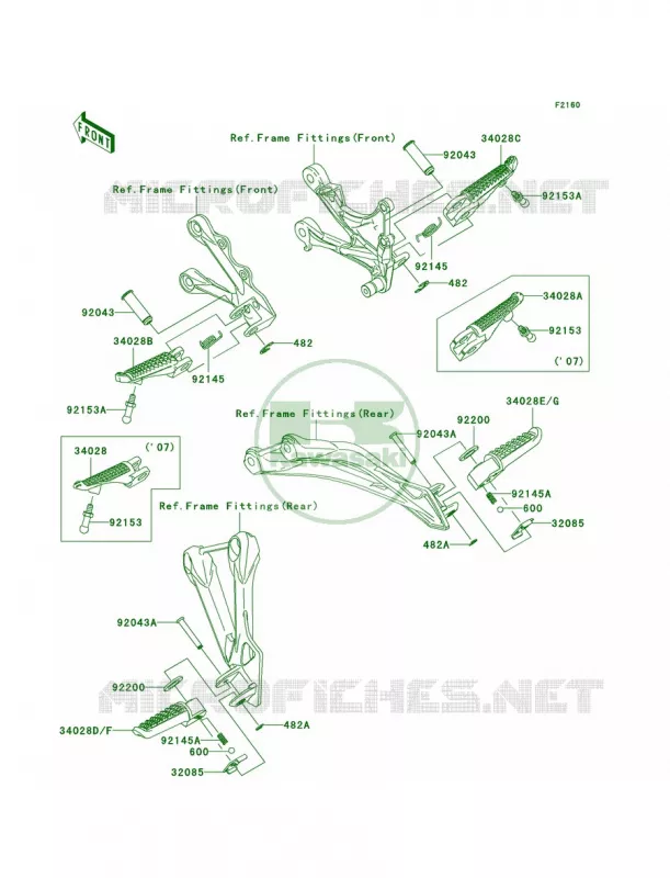 Footrests Kawasaki MOTOS 600 2007 Ninja ZX-6R  ZX600P7F