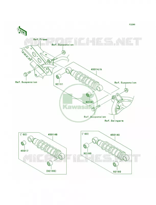 Shock Absorbers Kawasaki MOTOS 110 2003 KLX110  KLX110-A2