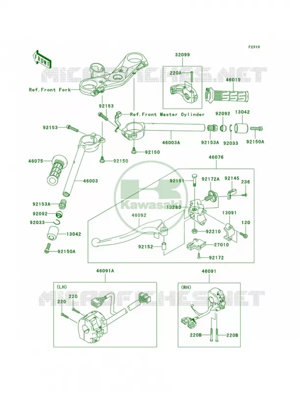 Handlebar Kawasaki MOTOS 1000 2006 Ninja ZX-10R  ZX1000D6F