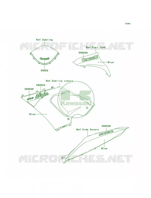 DecalsBlue Kawasaki MOTOS 636 2006 Ninja ZX-6R  ZX636C6F