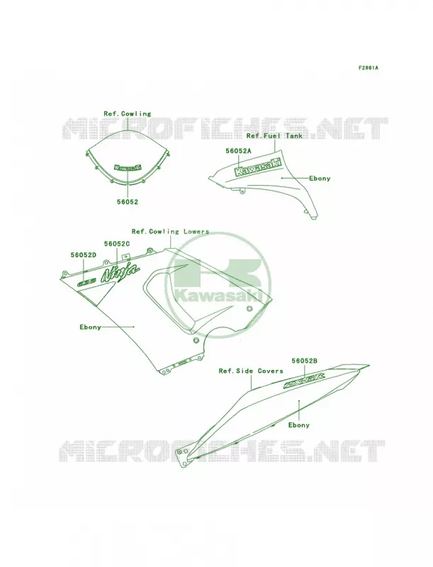 DecalsEbony Kawasaki MOTOS 636 2006 Ninja ZX-6R  ZX636C6F