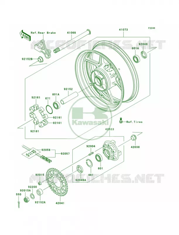 Rear WheelChain Kawasaki MOTOS 636 2006 Ninja ZX-6R  ZX636C6F