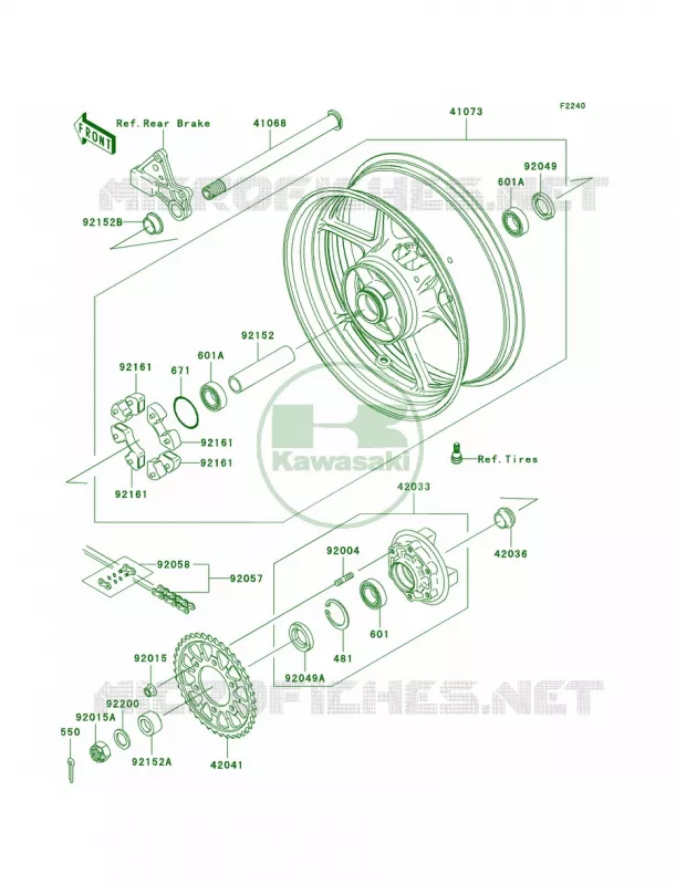 Rear WheelChain Kawasaki MOTOS 636 2006 Ninja ZX-6R  ZX636D6F