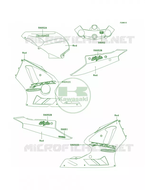 DecalsRedB2 Kawasaki MOTOS 1200 2004 Ninja ZX-12R  ZX1200-B3