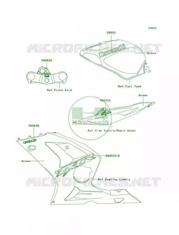 DecalsGreenCAZX636-B1 Kawasaki MOTOS 636 2004 Ninja ZX-6R  ZX636-B2