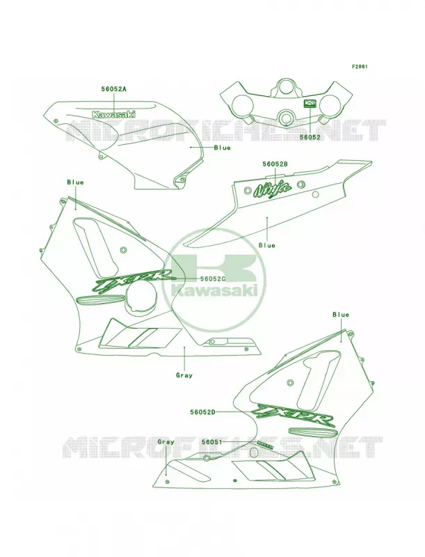 DecalsC.T.BlueB1 Kawasaki MOTOS 1200 2003 Ninja ZX-12R  ZX1200-B2