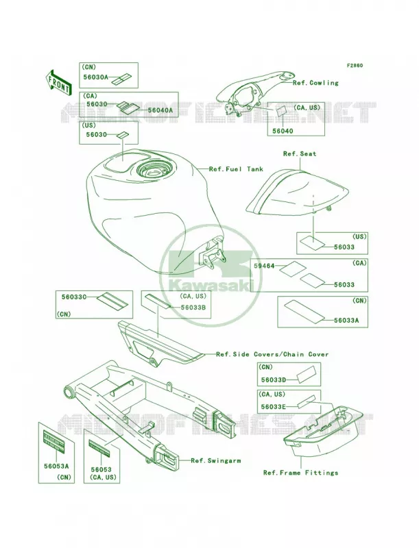 Labels Kawasaki MOTOS 600 2003 Ninja ZX-6RR  ZX600-K1