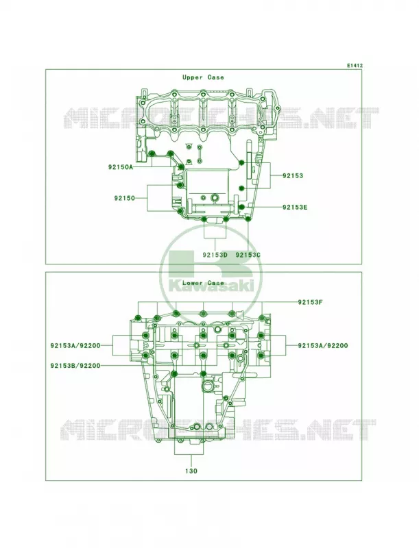 Crankcase Bolt Pattern Kawasaki MOTOS 636 2003 Ninja ZX-6R  ZX636-B1