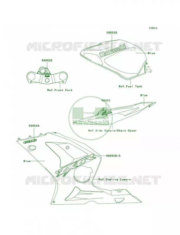 DecalsBlueZX636-B1 Kawasaki MOTOS 636 2003 Ninja ZX-6R  ZX636-B1