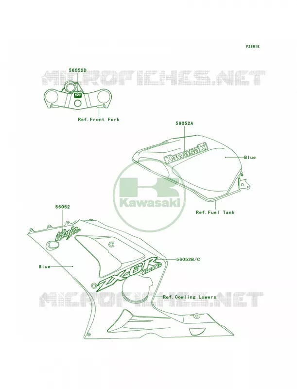 DecalsBlueZX636-B2 Kawasaki MOTOS 636 2003 Ninja ZX-6R  ZX636-B1