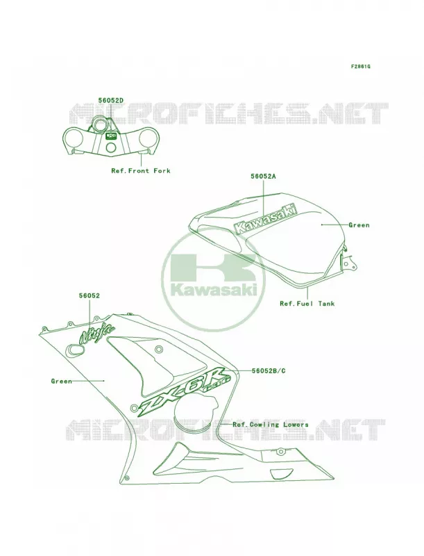 DecalsGreenZX636-B2 Kawasaki MOTOS 636 2003 Ninja ZX-6R  ZX636-B1