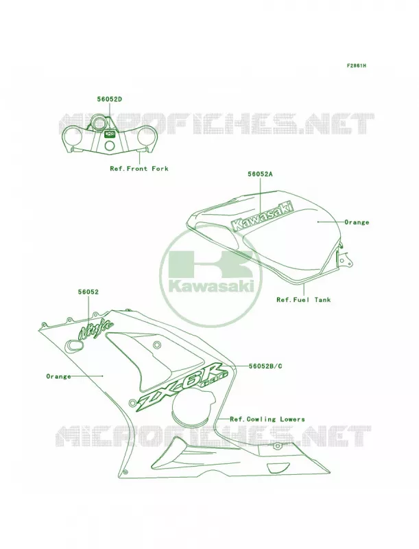 DecalsOrangeZX636-B2 Kawasaki MOTOS 636 2003 Ninja ZX-6R  ZX636-B1