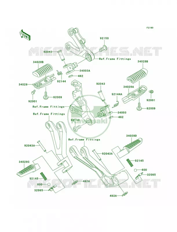 Footrests Kawasaki MOTOS 600 2002 Ninja ZX-6R  ZX600-J3