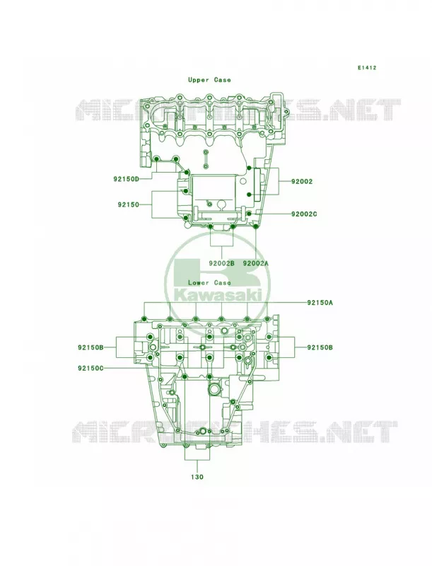 Crankcase Bolt Pattern Kawasaki MOTOS 600 2000 Ninja ZX-6R  ZX600-J1