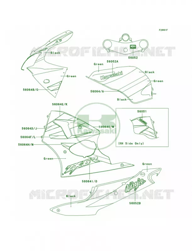 DecalsGreenBlackZX600-J2 Kawasaki MOTOS 600 2000 Ninja ZX-6R  ZX600-J1