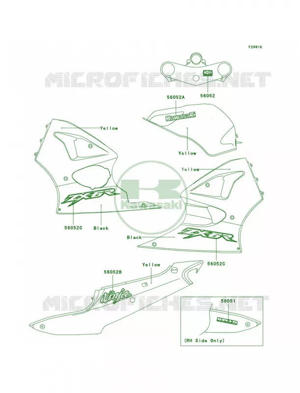 DecalsYellowZX600-J3 Kawasaki MOTOS 600 2000 Ninja ZX-6R  ZX600-J1