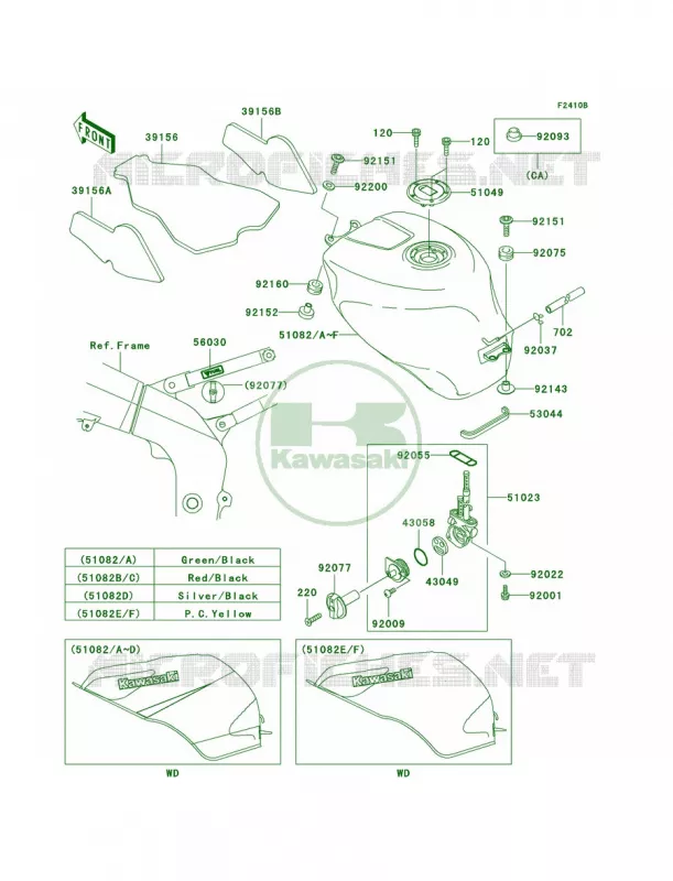 Fuel TankZX600-J3 Kawasaki MOTOS 600 2000 Ninja ZX-6R  ZX600-J1