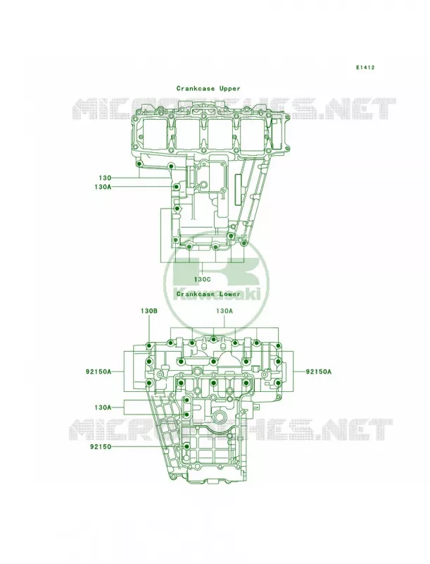 Crankcase Bolt Pattern Kawasaki MOTOS 750 2000 Ninja ZX-7R  ZX750-P5