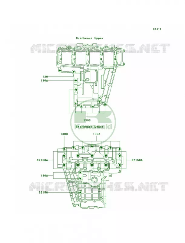 Crankcase Bolt Pattern Kawasaki MOTOS 750 1998 Ninja ZX-7R  ZX750-P3