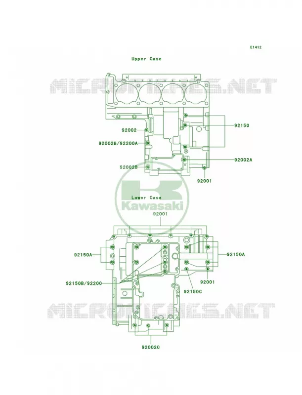 Crankcase Bolt Pattern Kawasaki MOTOS 1100 1997 Ninja ZX-11  ZX1100-D5