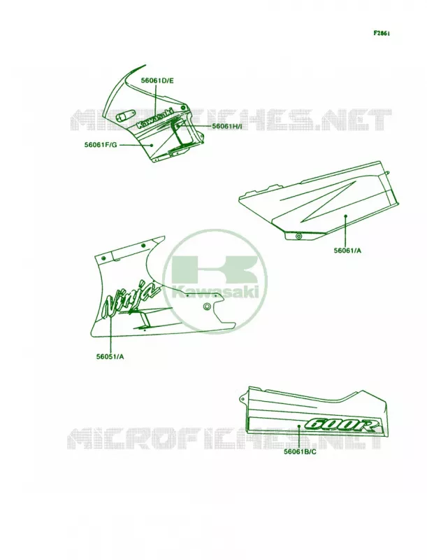 Decals Kawasaki MOTOS 600 1997 Ninja 600R  ZX600-C10