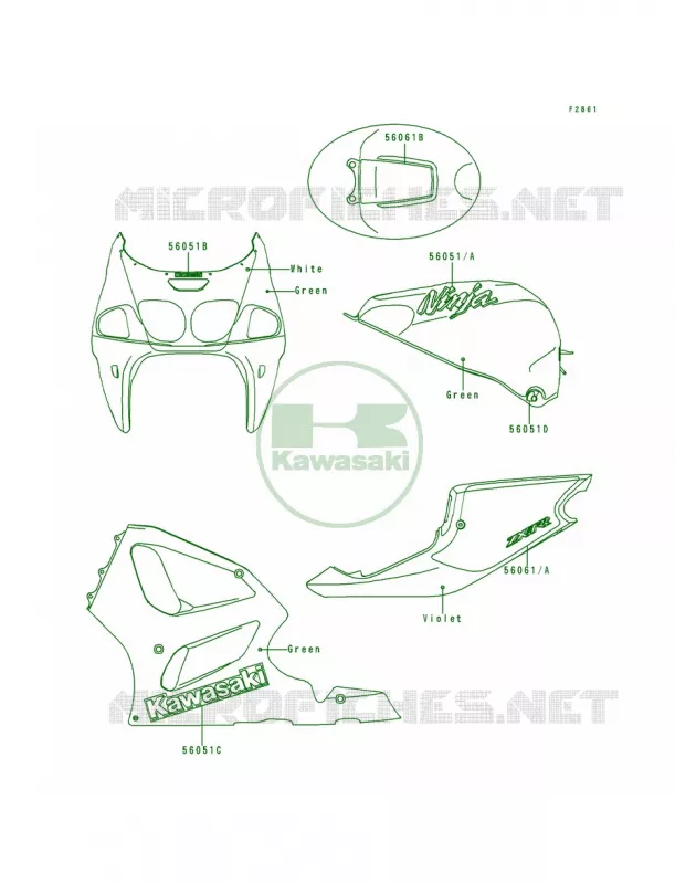 Decals Kawasaki MOTOS 750 1997 Ninja ZX-7RR  ZX750-N2