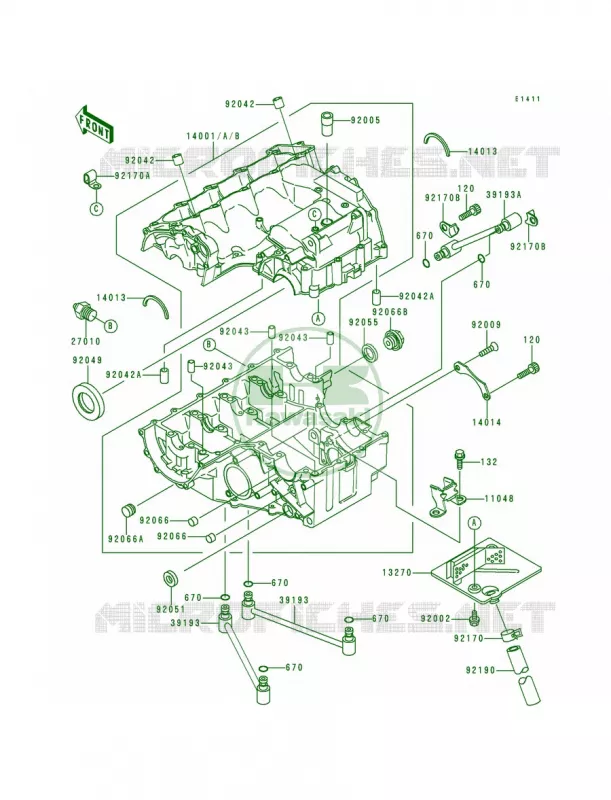 Crankcase Kawasaki MOTOS 600 1996 Ninja ZX-6R  ZX600-F2