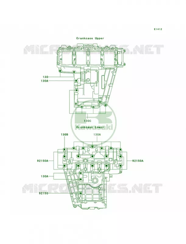 Crankcase Bolt Pattern Kawasaki MOTOS 750 1996 Ninja ZX-7R  ZX750-P1