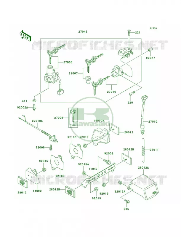 Ignition SwitchLocksReflectors Kawasaki MOTOS 750 1996 Ninja ZX-7R  ZX750-P1