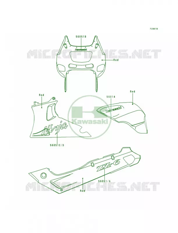 DecalsRedZX600-E3 Kawasaki MOTOS 600 1995 Ninja ZX-6  ZX600-E3