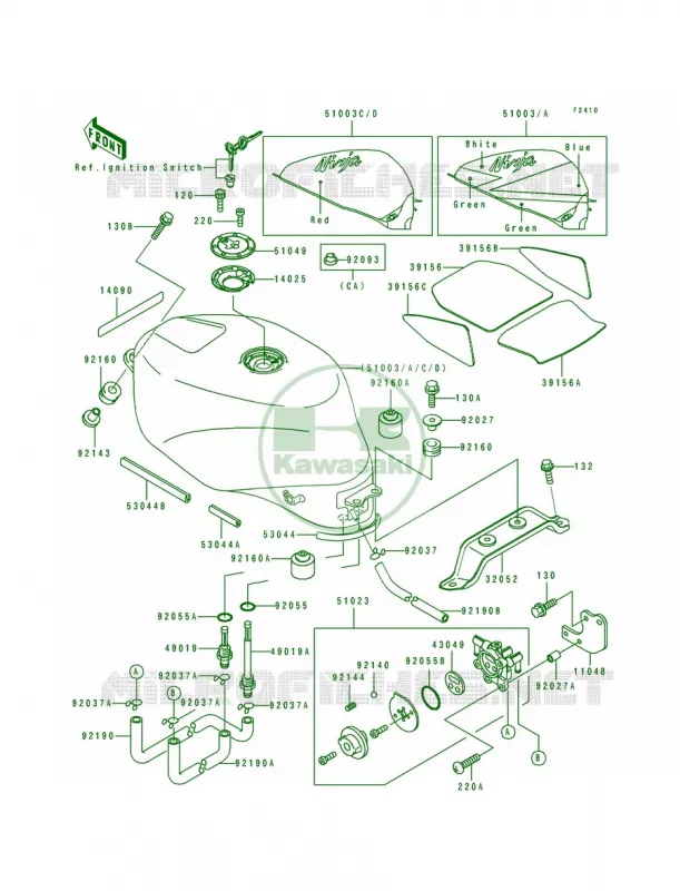 Fuel TankZX750-L1 Kawasaki MOTOS 750 1994 Ninja ZX-7  ZX750-L2