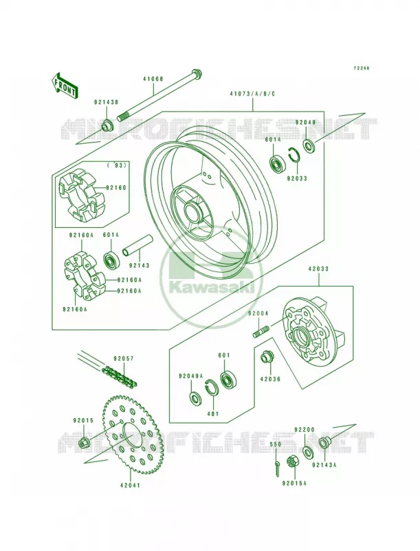 Rear WheelChain Kawasaki MOTOS 750 1994 Ninja ZX-7  ZX750-L2