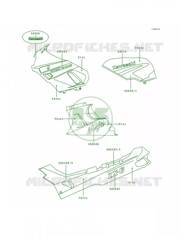 DecalEbonyGrayZX600-D3 Kawasaki MOTOS 600 1993 Ninja ZX-6  ZX600-D4
