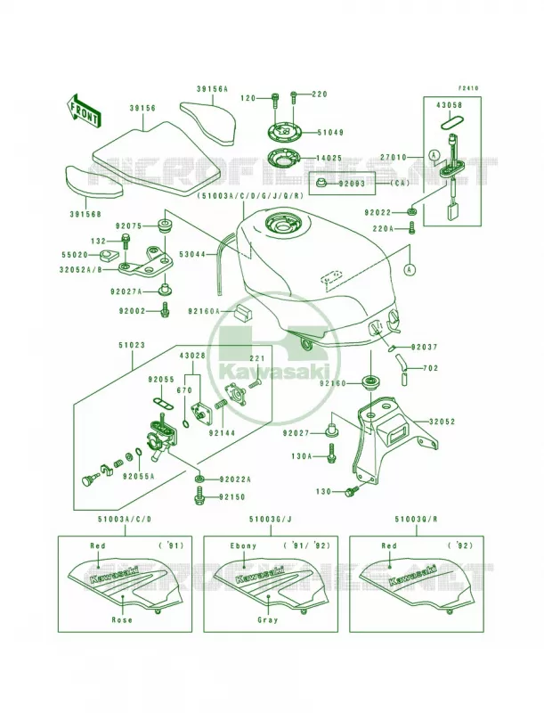 Fuel TankZX600-D2D3 Kawasaki MOTOS 600 1991 Ninja ZX-6  ZX600-D2
