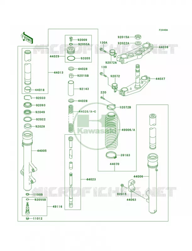 Front ForkKDX220-A5-A8 Kawasaki MOTOS 220 2001 KDX220R  KDX220-A8