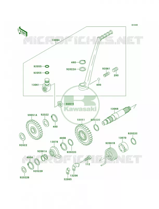 Kickstarter Mechanism Kawasaki MOTOS 220 2001 KDX220R  KDX220-A8