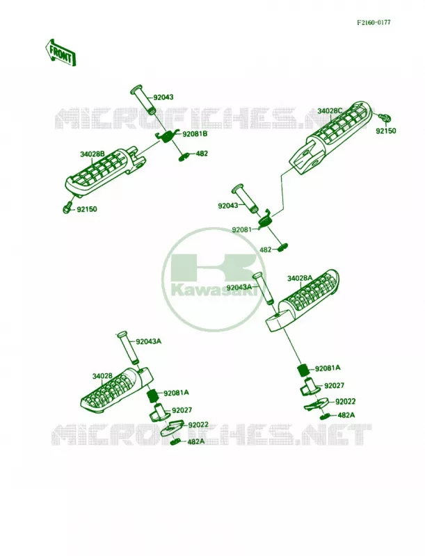 Footrests Kawasaki MOTOS 1000 1989 Ninja ZX-10  ZX1000-B2