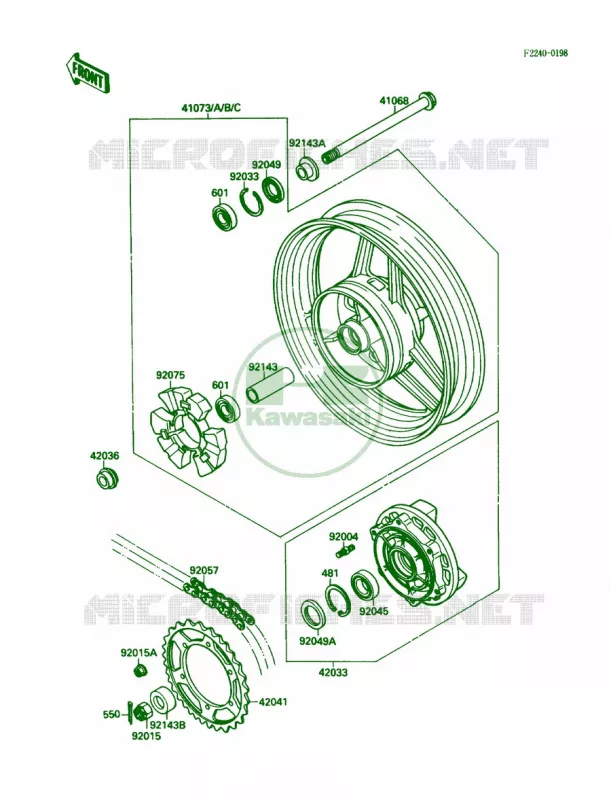 Rear WheelChain Kawasaki MOTOS 750 1989 Ninja 750R  ZX750-F3