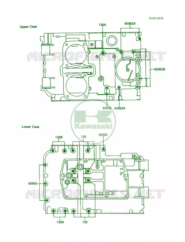Crankcase Bolt Pattern Kawasaki MOTOS 500 1988 EX500  EX500-A2