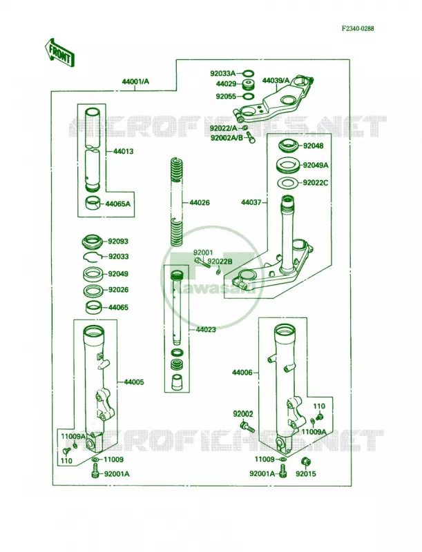 Front Fork Kawasaki MOTOS 500 1988 EX500  EX500-A2