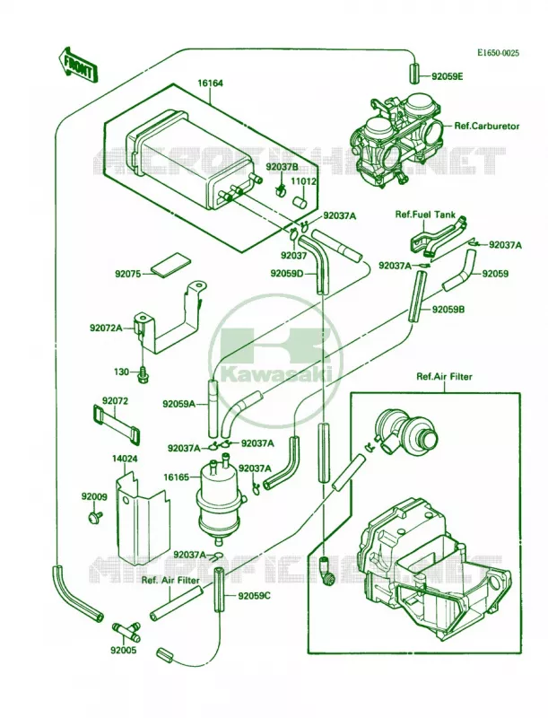 Fuel Evaporative System Kawasaki MOTOS 500 1988 EX500  EX500-A2