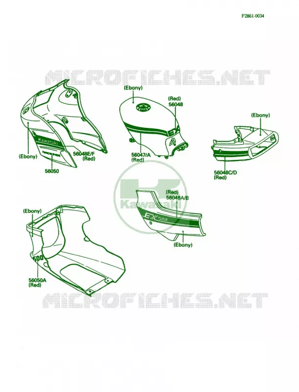 DecalsEbonyEX500-A3 Kawasaki MOTOS 500 1987 EX500  EX500-A1