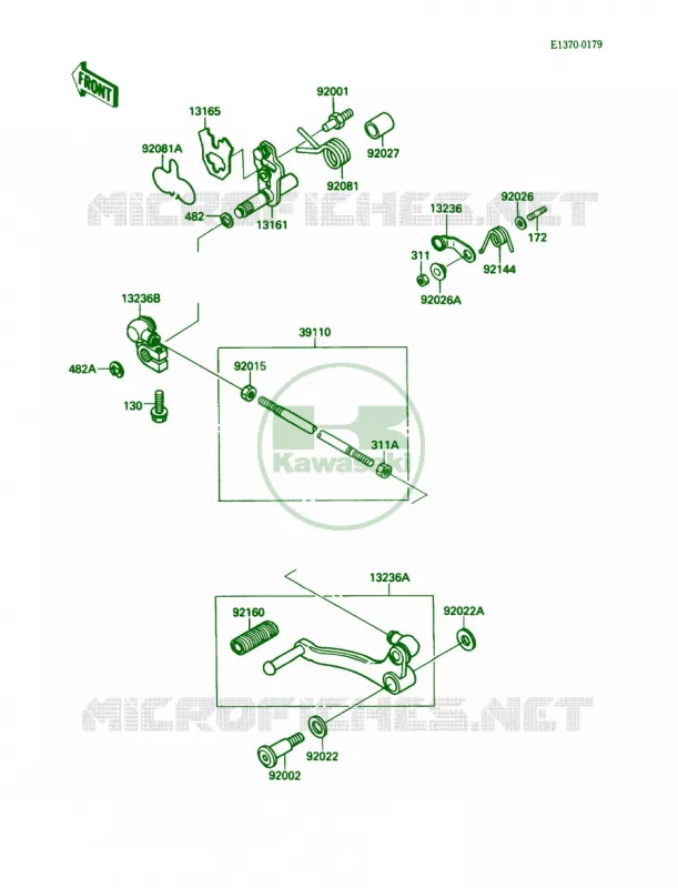 Gear Change Mechanism Kawasaki MOTOS 500 1987 EX500  EX500-A1