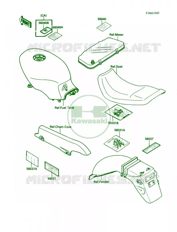 Labels Kawasaki MOTOS 500 1987 EX500  EX500-A1