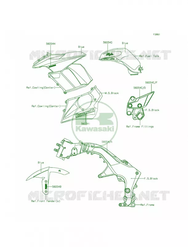DecalsBlueMEF Kawasaki MOTOS 1000 2015 Ninja 1000 ABS  ZX1000MFF