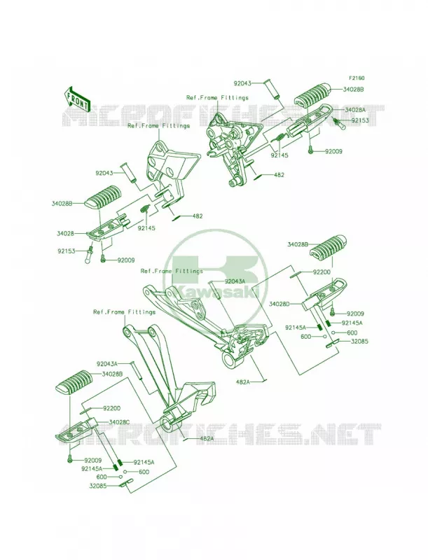 Footrests Kawasaki MOTOS 1000 2015 Ninja 1000 ABS  ZX1000MFF