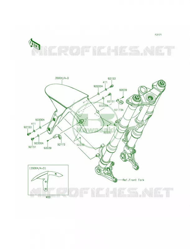 Front Fenders Kawasaki MOTOS 1000 2015 Ninja 1000 ABS  ZX1000MFF