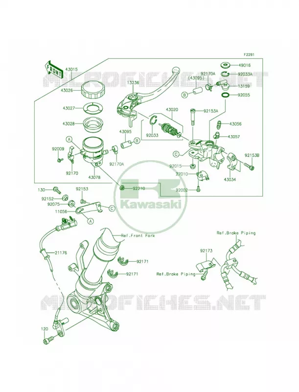 Front Master Cylinder Kawasaki MOTOS 1000 2015 Ninja 1000 ABS  ZX1000MFF