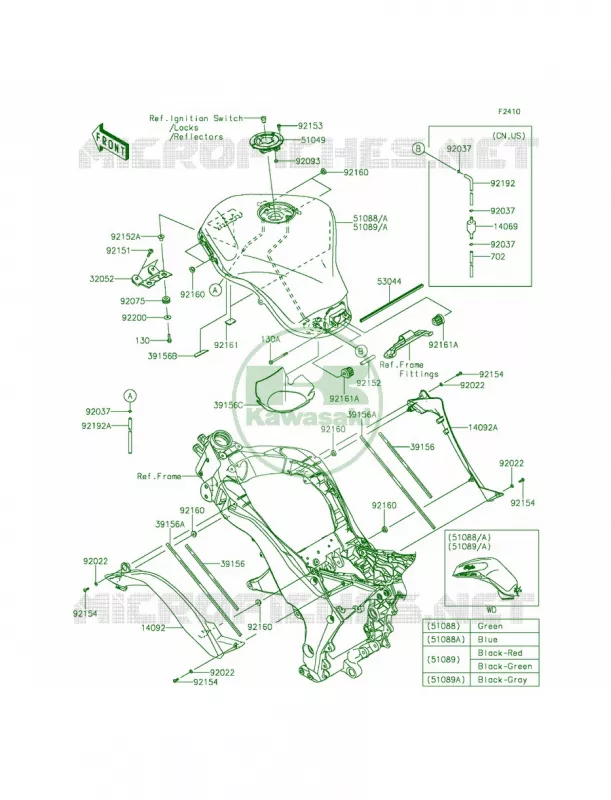 Fuel Tank Kawasaki MOTOS 1000 2015 Ninja 1000 ABS  ZX1000MFF